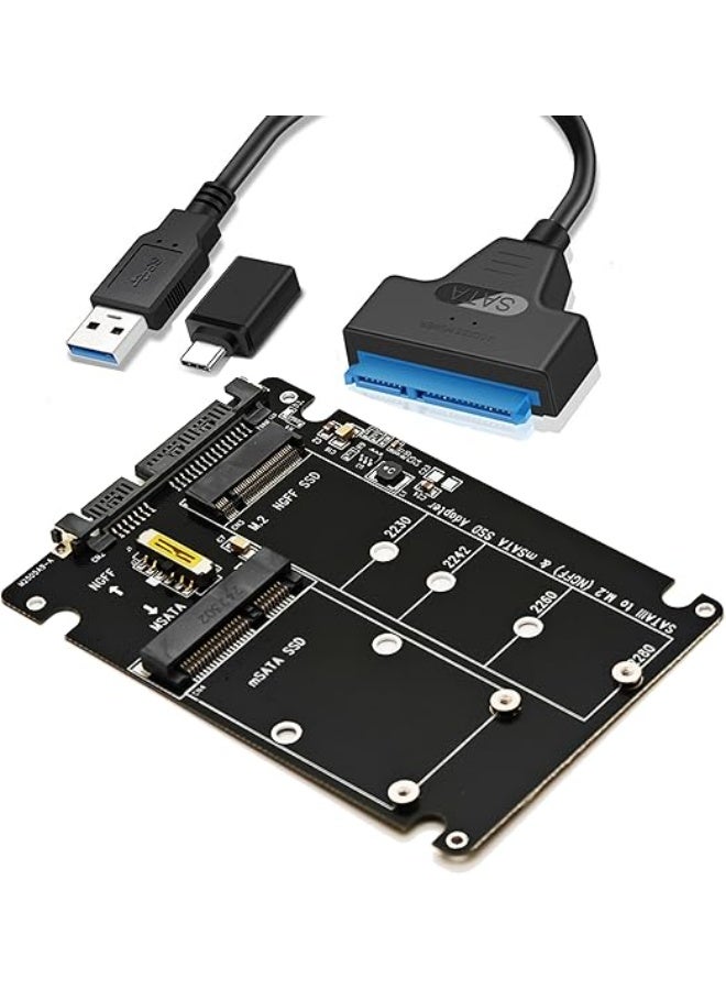 محول 2 في 1 M.2 SATA وmSATA إلى SATA أو USB – يدعم B-Key NGFF وmSATA SATA III SSDs - Image 1